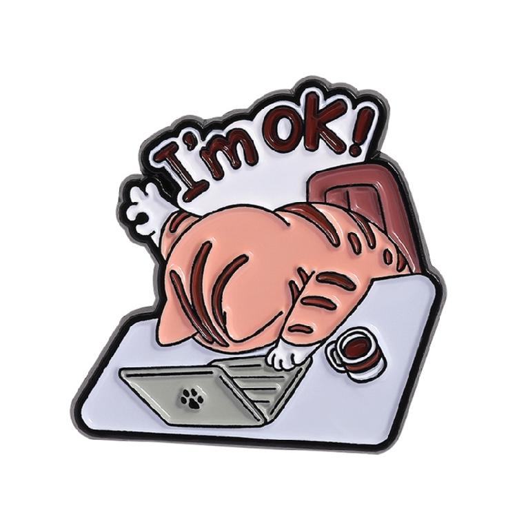 Artistic Orange Feline Design Brooch Pin Multipurpose Wearable Corsage For Adults Trendy Zinc Alloy Craftsmanship