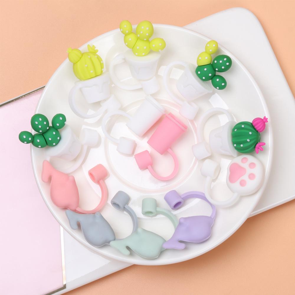 Dop de paie etanș cu desene animate, capac de băut, capac de praf din silicon, dop de paie, accesorii pentru ceașcă