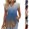 Womens Tops Fashionable V-neck Ruffled Sleeve Short-sleeved T-shirt Business Blouses