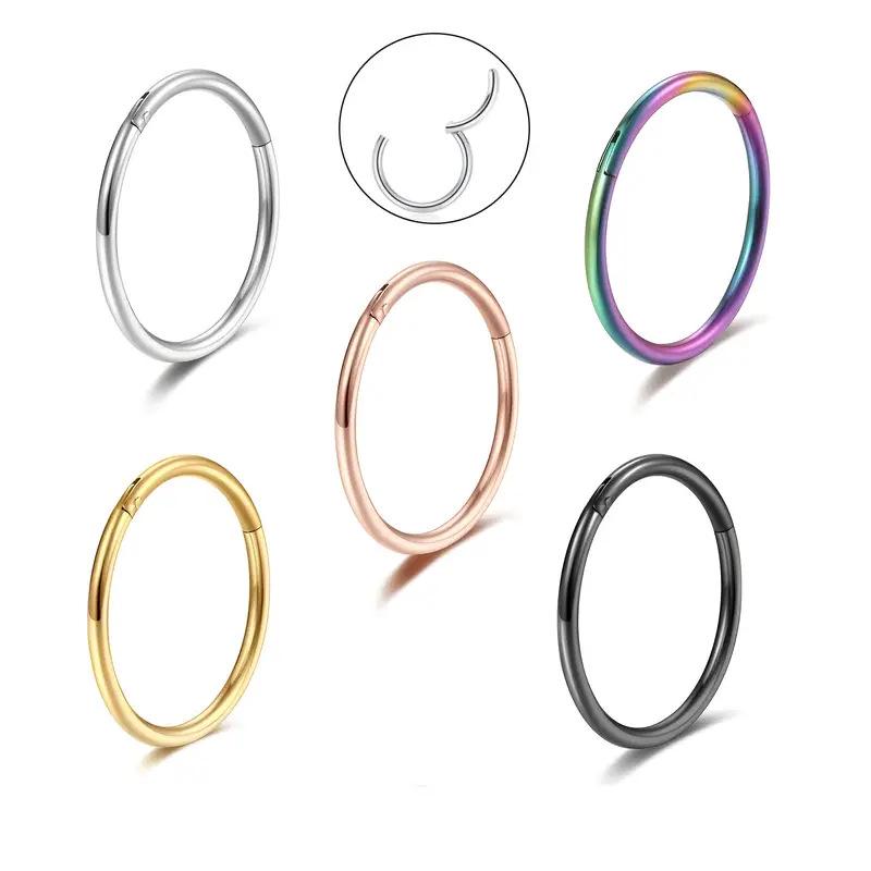 Stainless Steel Nose Rings, Lip Rings, Bone Stud Earrings: Simple Round Body Piercing Jewelry.