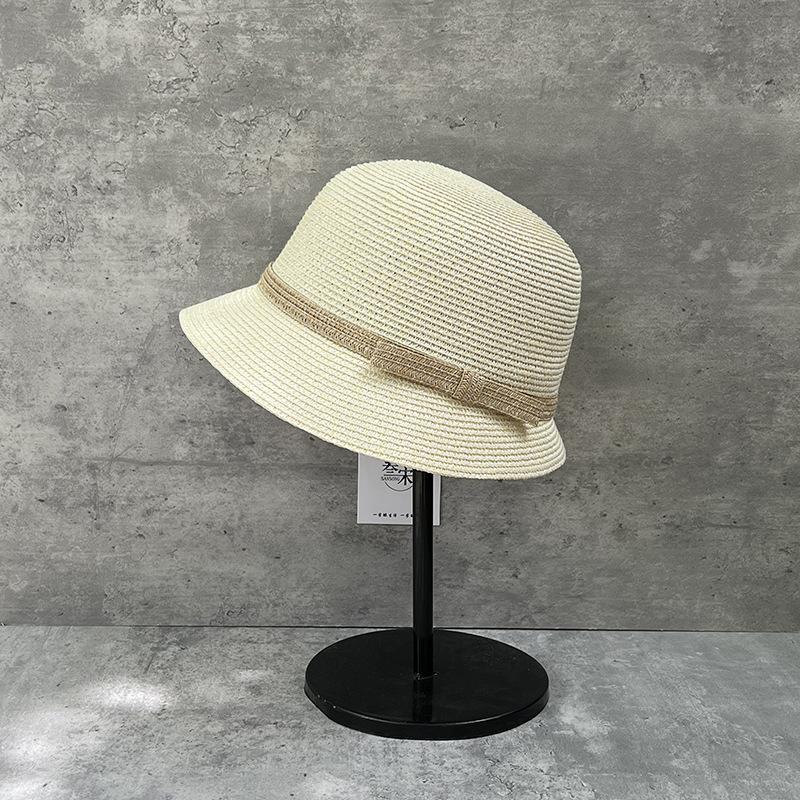 New French Exquisite Small Edge Top Hat Women'S Summer Fisherman Straw Hat Fashionable Retro Sunshade Sunscreen Basin Hat Equestrian Hat