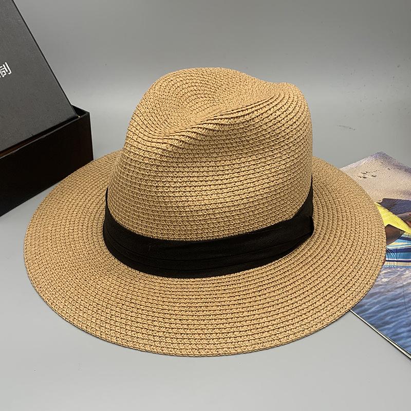 Windbreak Rope, Seaside Travel, Sunshade, Sunscreen, Straw Top Hat, Velcro Sweat Belt, Flat Brim, Large Brim, Breathable And Comfortable