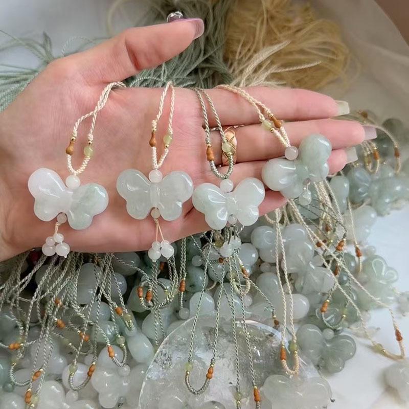 Tianshan Green Jade Bow Pendant Necklace - Gold Shop Gift Souvenir