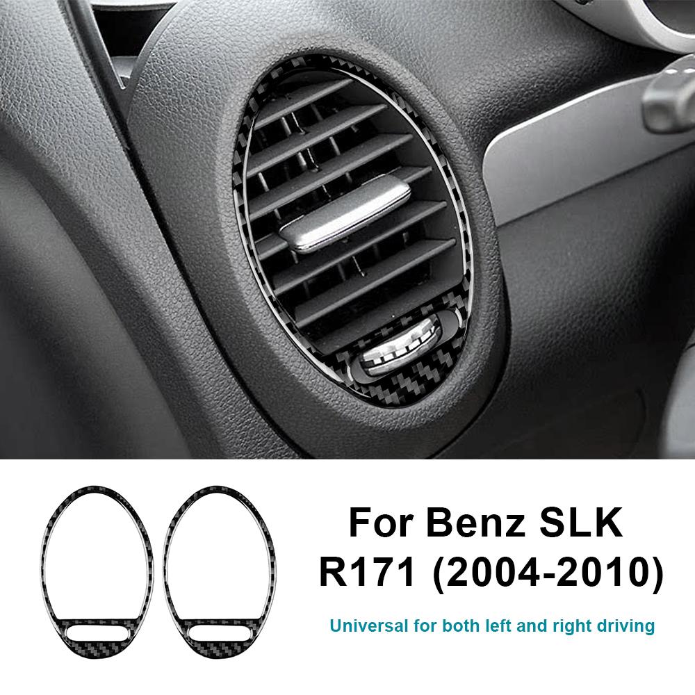 Real Soft Carbon Fiber Trim Sticker For Mercedes Benz SLK R171 2004 2005 2006 2007 2008 2009 2010 Side Air Vents Accessories