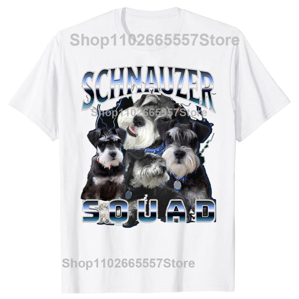 Funny Vintage Schnauzer Dog Squad Graphic Tshirt Men Women Hip Hop Oversized T Shirt 100 Cotton Comfort Tshirts