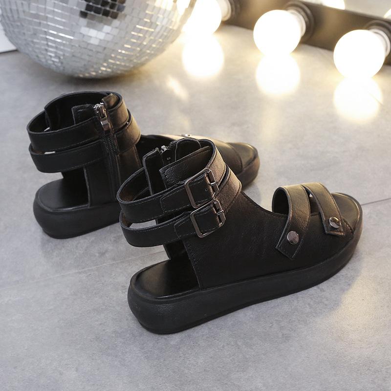 

2025 лето новые римские туфли женские на высоком каблуке модные женские туфли высокие мягкая кожа танкетка крутые ботинки платформа сандалии женские 41 чёрный