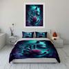 Wolf Spirit with Rose Design Bedding Duvet Cover Set  (1*Duvet Cover 2*Pillowcases, without duvet insert)