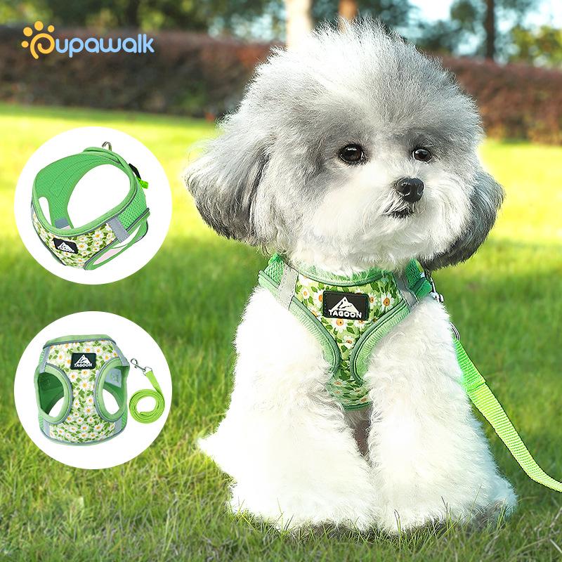 Reflective Anti-Escape Breathable Dog Harness & Retractable Leash for Small & Medium Dogs