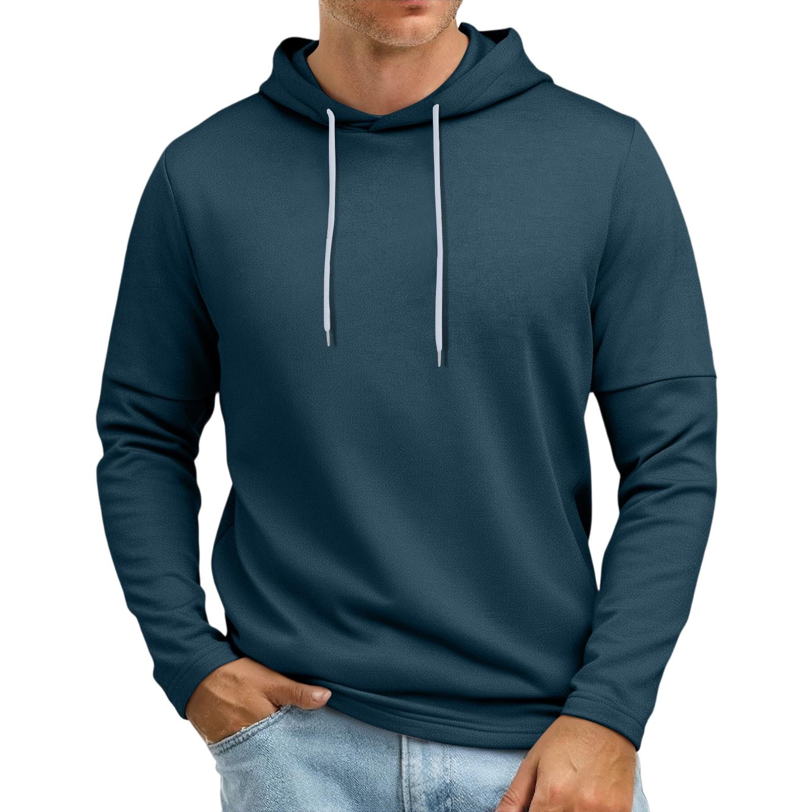 

Мужская толстовка с капюшоном и рукавами в стиле пэчворк, легкая повседневная толстовка с капюшоном M тёмно-синий