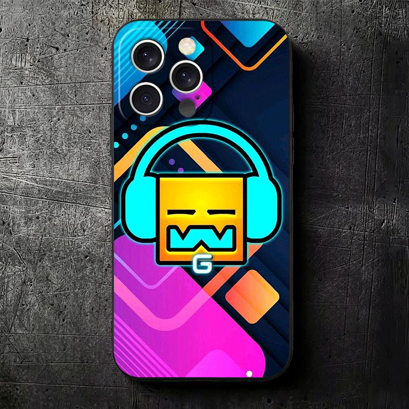 Geometry Dash Game Soft Phone Case for iPhone 16 16E 17 Air 15 Pro Max 14 Plus 13 Mini 11 12 7 Black Cover Back Shell