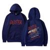 Felpa con cappuccio unisex Dexter Blood Never Lies, pullover con grafica personaggio serie TV, felpa con cappuccio, stampa fronte e retro, manica lunga casual, streetwear
