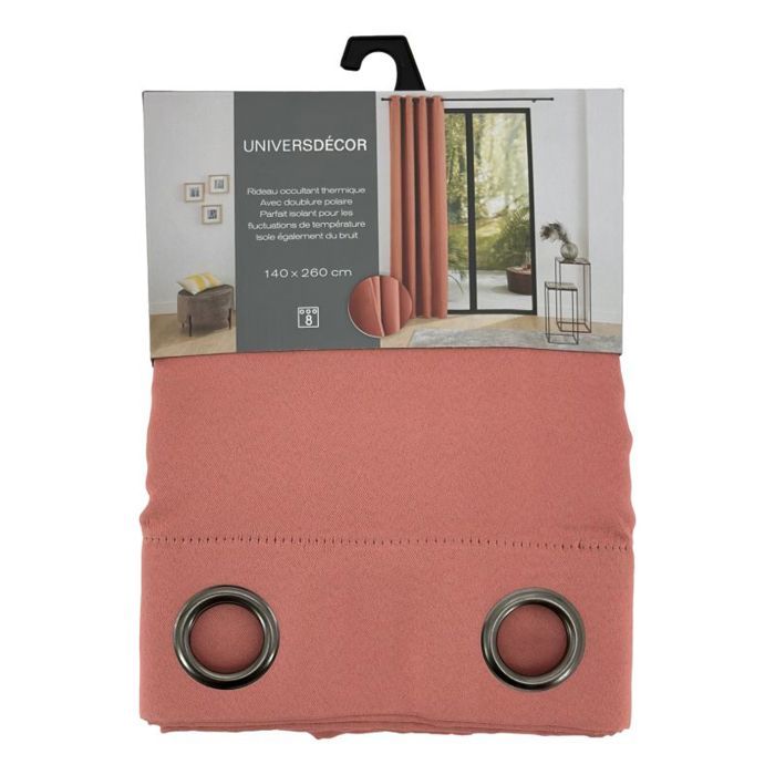 Lot de 2 rideaux occultant phonique et thermique doublé polaire "Arctique" Rose Boisé