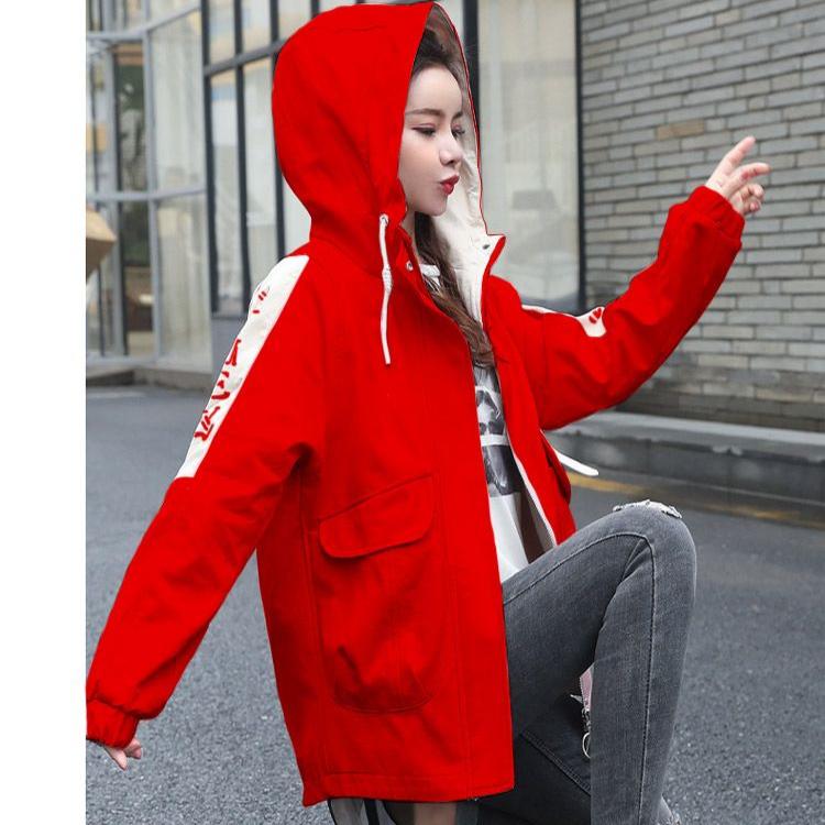

Модный и повседневный короткий плащ для женщин, корейский стиль, весенняя свободная одежда M красный