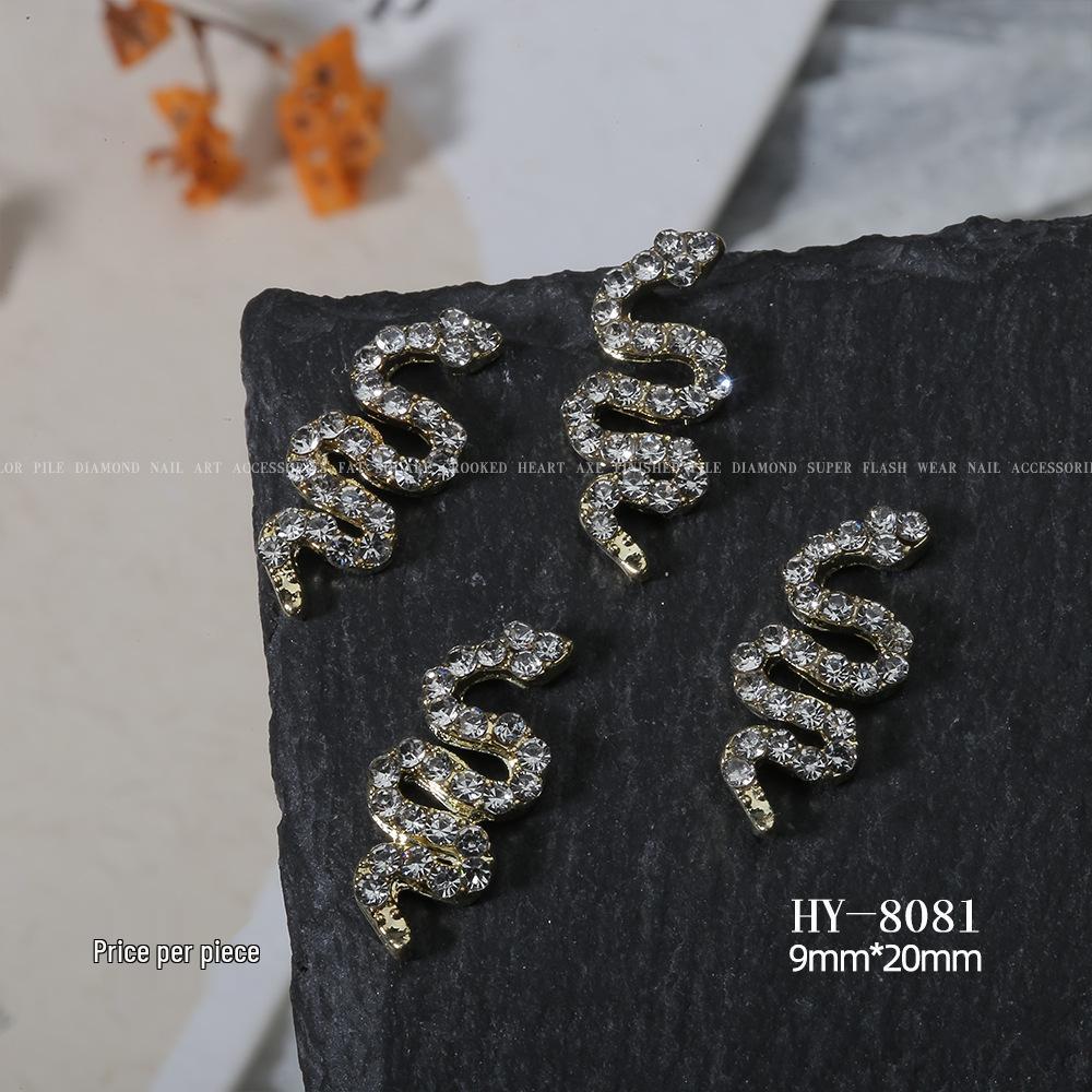Shiny Rhinestone Snake-Shaped 3D Nail Art Accessories
