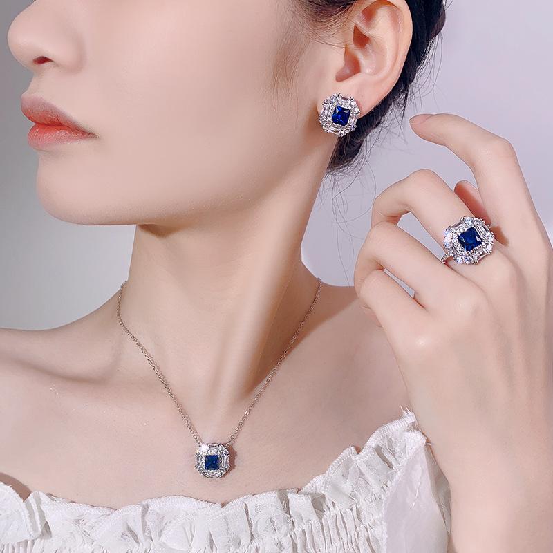 Jewelry Set Jewelry Stud Earrings Necklace Ring Color Treasure Cloisonne High Sense Women