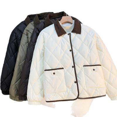 Neue Winter Diamant Karo Baumwolljacke Kurz Locker Modische Baumwolljacke Vielseitig Koreanisches Revers Leave-in Damenjacke