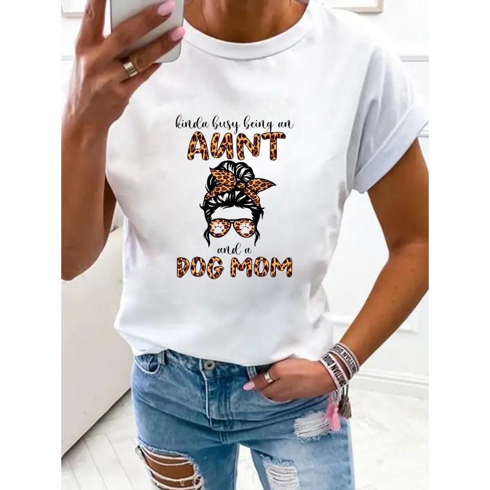 Women Flower Mom Mama 90s Trend Fashion Clothes Print T Shirt Clothing Summer Basic Top Short Sleeve Tee Graphic T-shirts