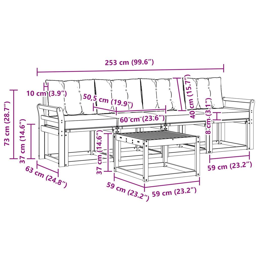 Outdoor Sofa Set with Cushions 5 Pcs Natural and Cream