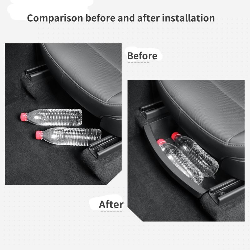 For Tesla Model Y Juniper Launch 2025 Front Under Seat Storage Box TPE Under Seat Hidden Storage Tray Interior Accessories