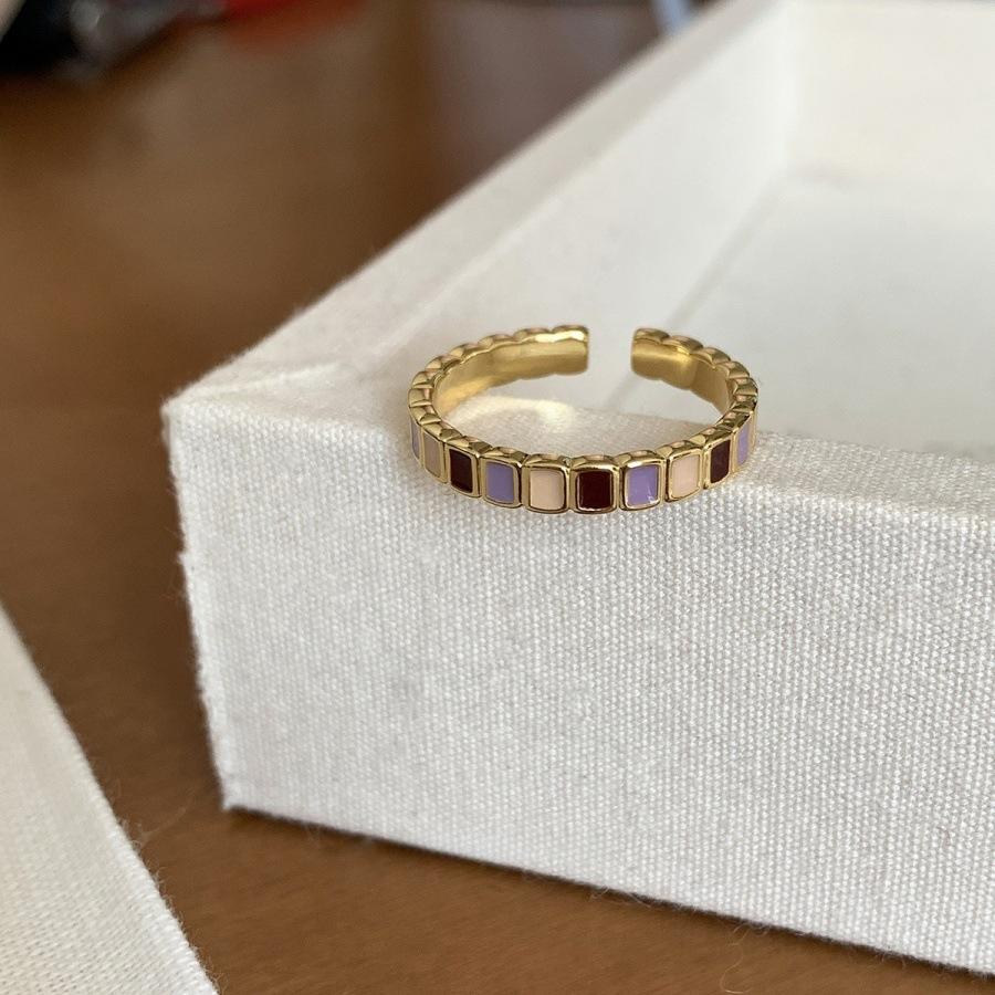 Caramel taro colored drip glaze ring does not fade light luxury index finger ring niche design versatile ring
