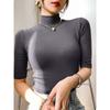Magic Queen Thread Half Sleeve T-shirt Women Spring and Summer Half Sleeve Turtleneck Shirt Inner wear Slim fit Top T-Shirt
