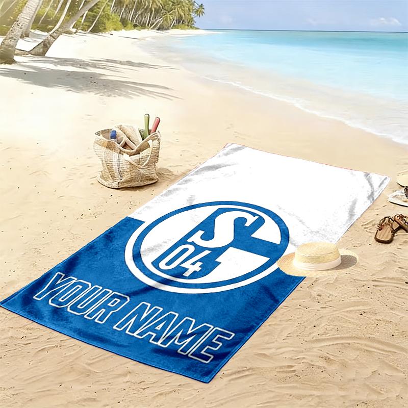 Benutzerdefinierter Name FC Schalke 04 Druck Strandtuch, Großes Weiches Schnelltrocknendes Handtuch für Strand Camping Schwimmen_xia