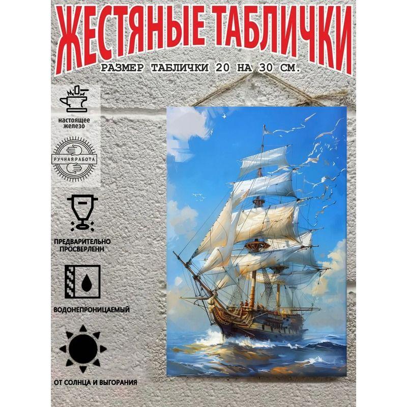 Vintage Sailing Ship Nautical Map Metal Wall Art Decor 20x30cm