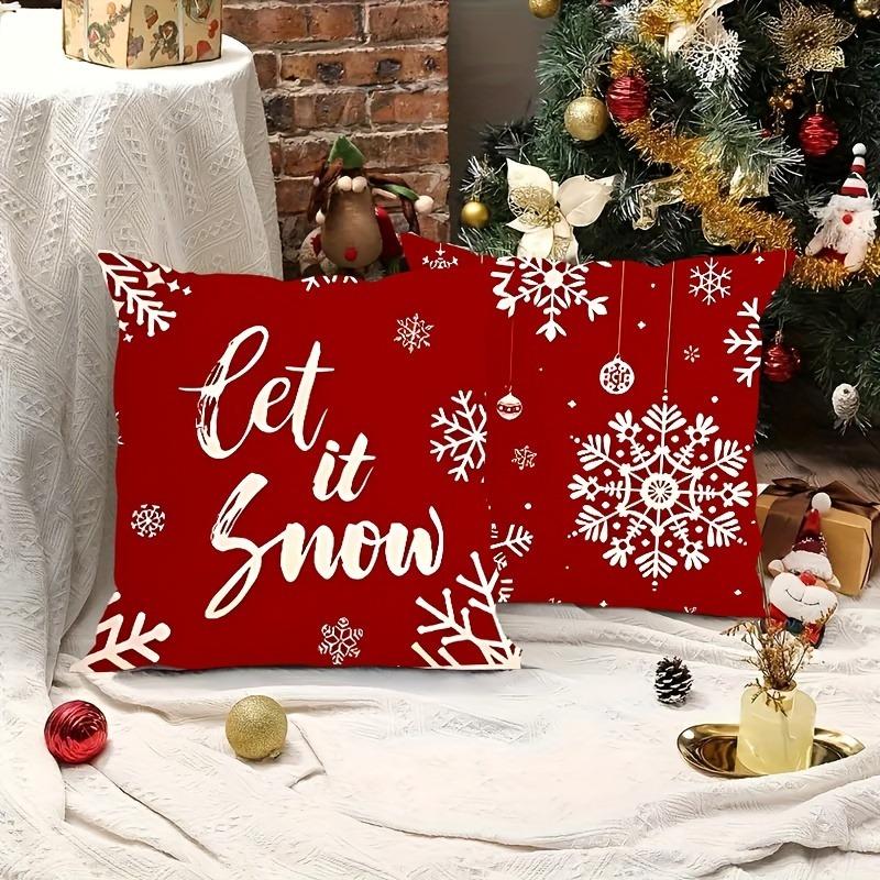 Christmas Decoration Pillow Cover Snowflake Pattern Printing Living Room Sofa Cushion Cover Room Home Party Decoration
