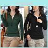 Design Feeling Color Block Mock Two Piece T Shirt For Women With Stretch Cotton For Office Wear