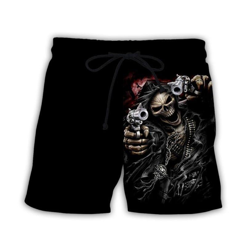 Men's Summer Quick-drying Beach Shorts 3D Printed Skull Print Breathable Surf Pants Loose Holiday Seaside Casual Pants