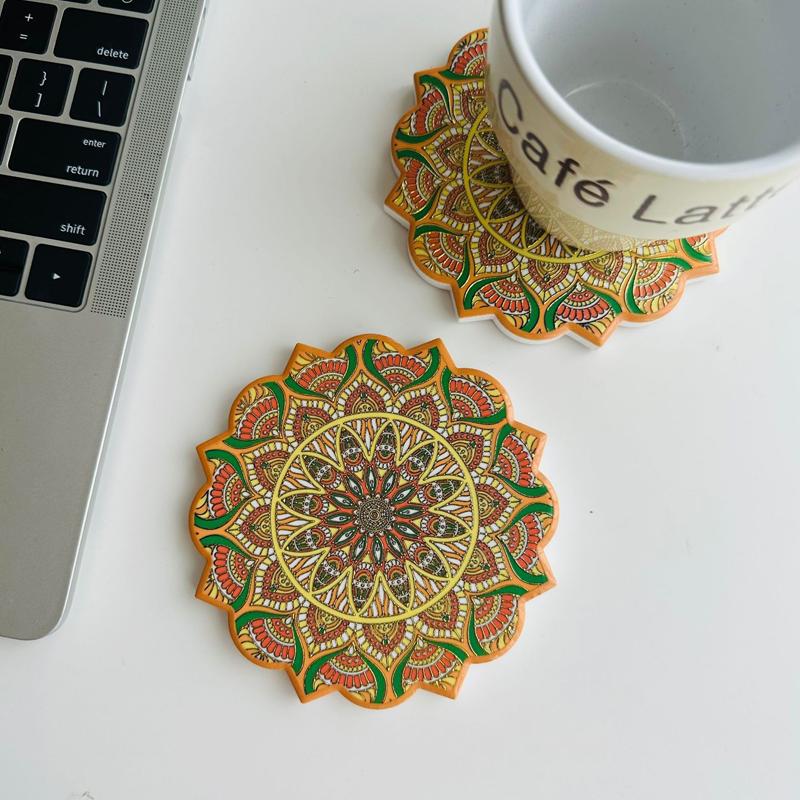 New Bronzing Bohemian National Style Creative Home Mandala Bronzing Process Retro Heat Insulation Placemat Coaster