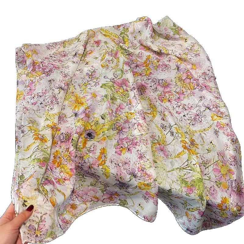 Oryginalny Design Śpiewające Ptaki i Zapach Kwiatów Styl Pastoralny Wszechstronny Ciepły i Piękny Szal Chroniący Szyję Wiosna i Lato Nowy Styl