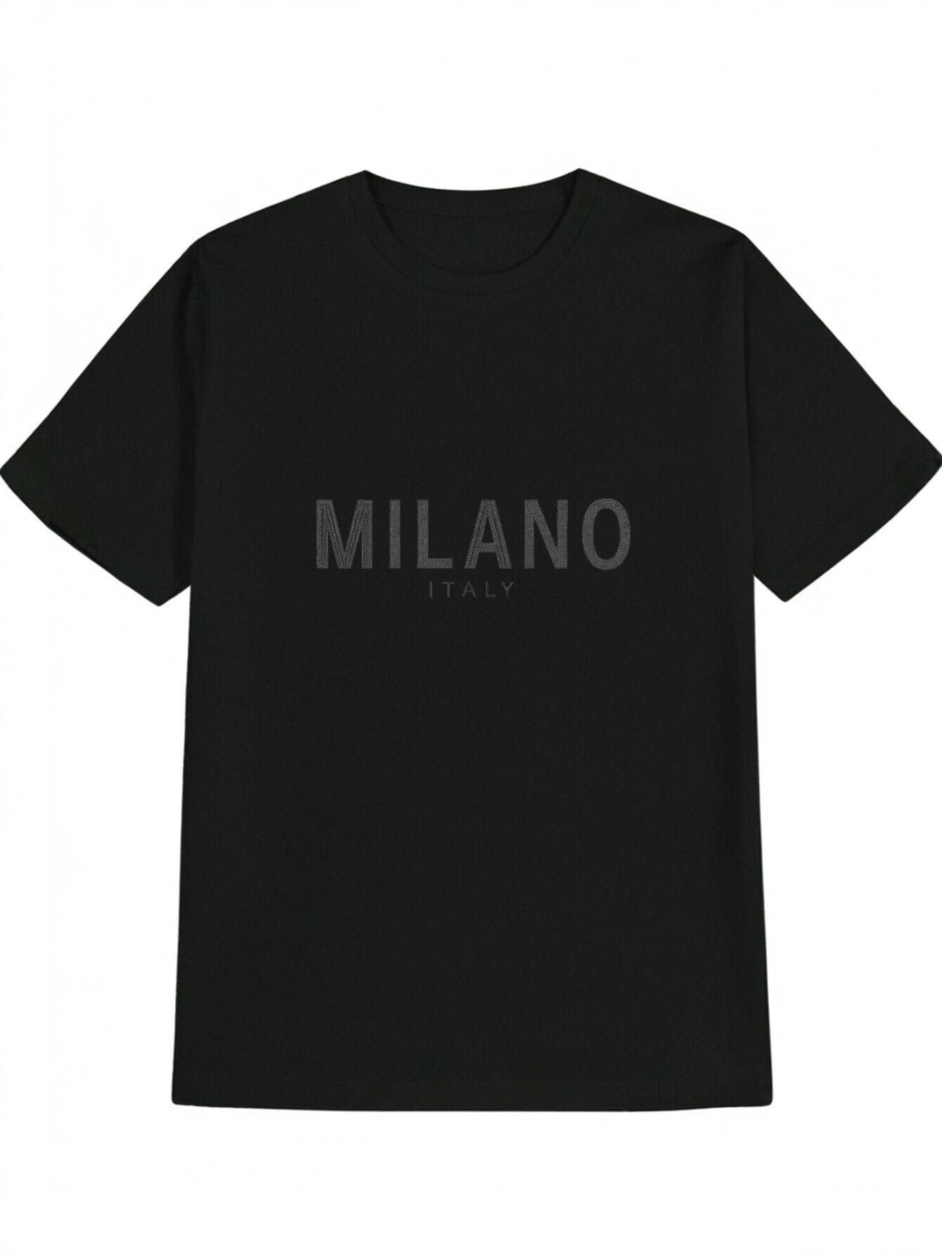 Milano Italy Print T-shirt - Casual Crew Neck S