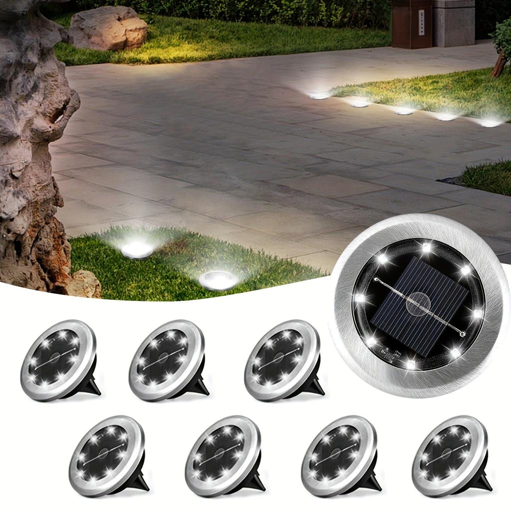 Solar Ground Spotlight Geo Lights,Outdoor Landscape Lights,LED Rotating Disc Lights,Garden Lawn Lighting,Floor Lamp, Pathway Yard Walkway Patio Lawn