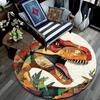 T-Rex Dinosaur Round Area Rug,Carpet Rug for Living Room Bedroom Sofa Playroom Decor,Non-slip Floor Mat