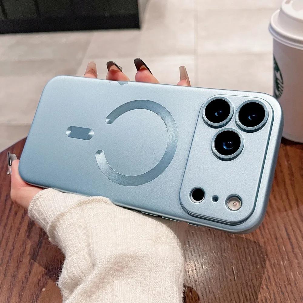Luxury Metallic Paint Magnetic Phone Case For iPhone 17 16 15 14 Pro Max 16 15 Plus 17 Air For Magsafe Wireless Charging Cover