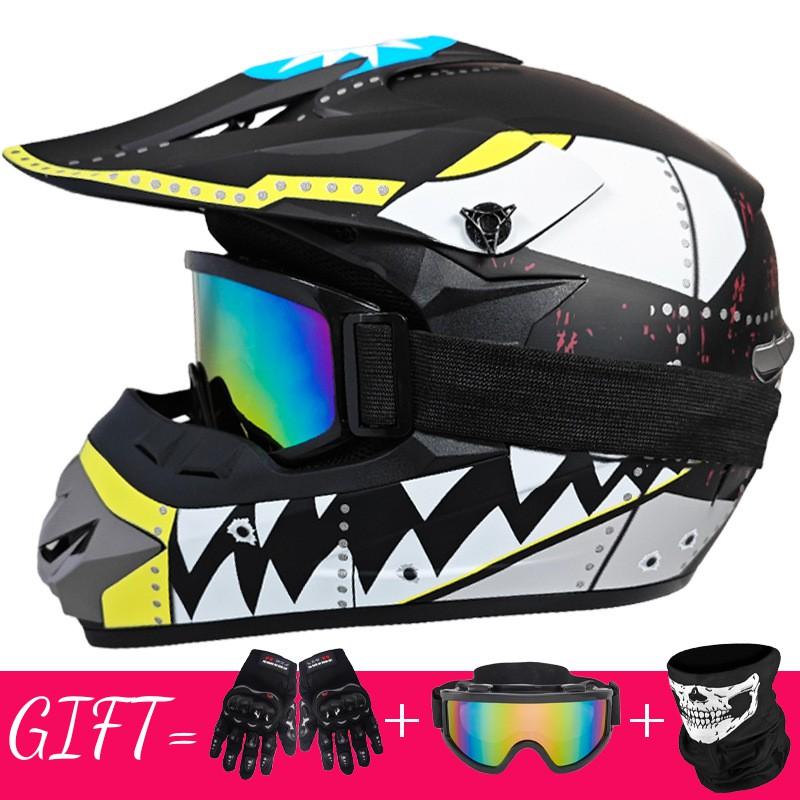 Full Face Mountain Bike Helmet With Goggles Gloves Mask Downhill MTB Trail Riding