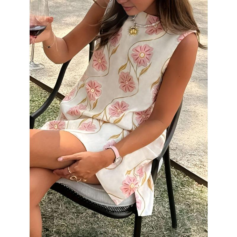 Women's Floral Print Sleeveless Mini Dress Relaxed Fit Casual Summer Sundress