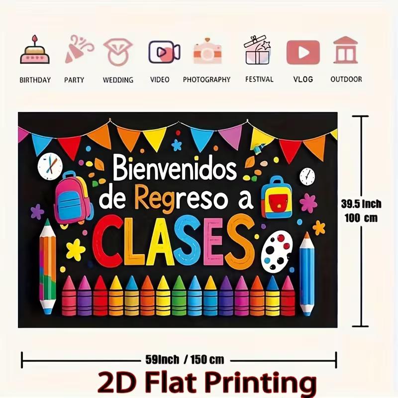 Bienvenidos De Regreso A Clases Backdrop, Spanish Back to School Banner