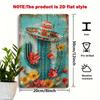[2D Flat] Vintage Cactus Metal Tin Sign with Sombrero - Rustic Teal Blue Wall Art, 20.32x30.48 Cm, Colorful Floral Design, Indoo