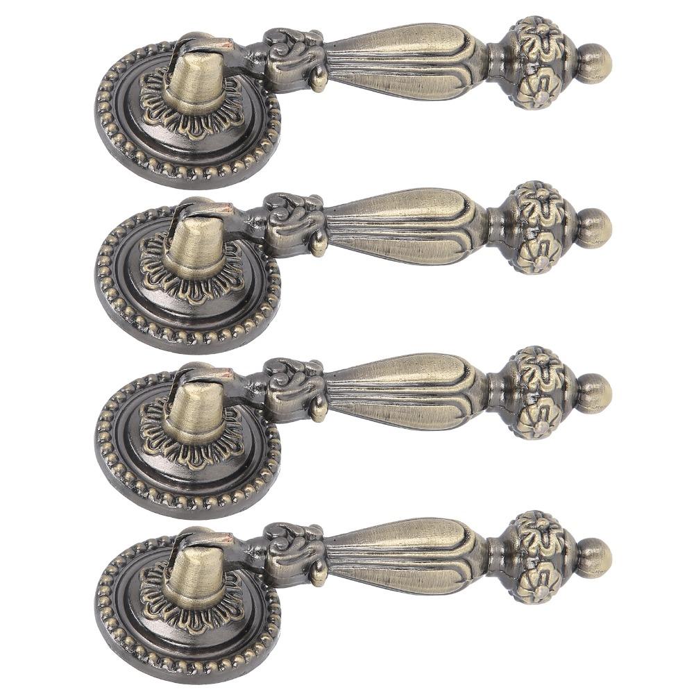 4 PCS Big Size Drawer Pulls Retro Copper Mounting Screws Bronze Tear Drop Pulls Zinc Alloy Cabinet Pull Handles Cabinet Upgrade