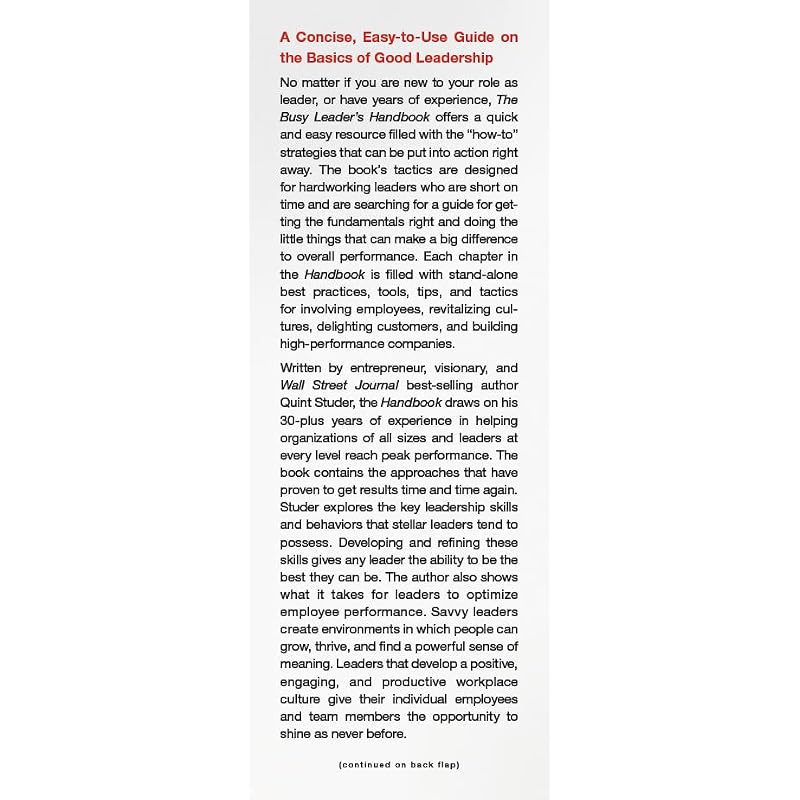 The Busy Leader's Handbook: How To Lead People and Places That Thrive