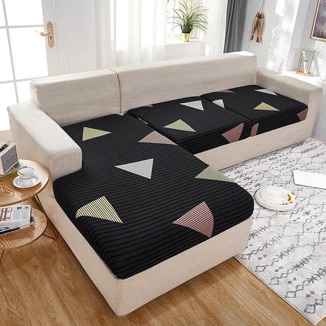 Sofa-Sitzkissenbezug für Wohnzimmer, Stretch-bedruckter Sofa-Schonbezug, L-förmiger Ecksofa-Bezug, Funda-Sofa, elastischer Couch-Bezug