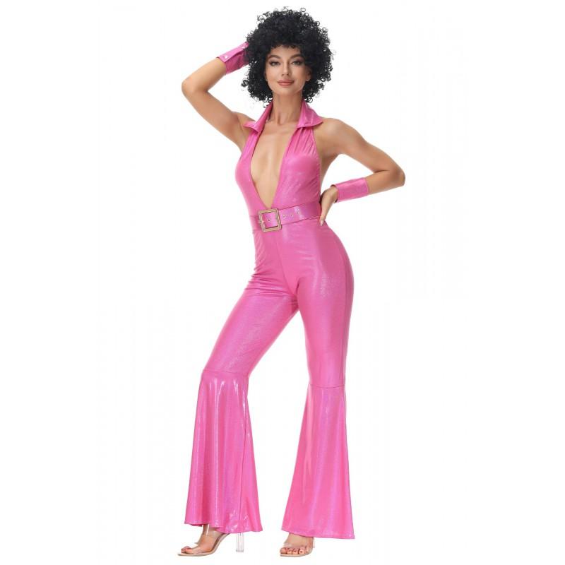 Retro 70s Hippie Costume Halloween Party Disco Outfit Womens Stage Performance