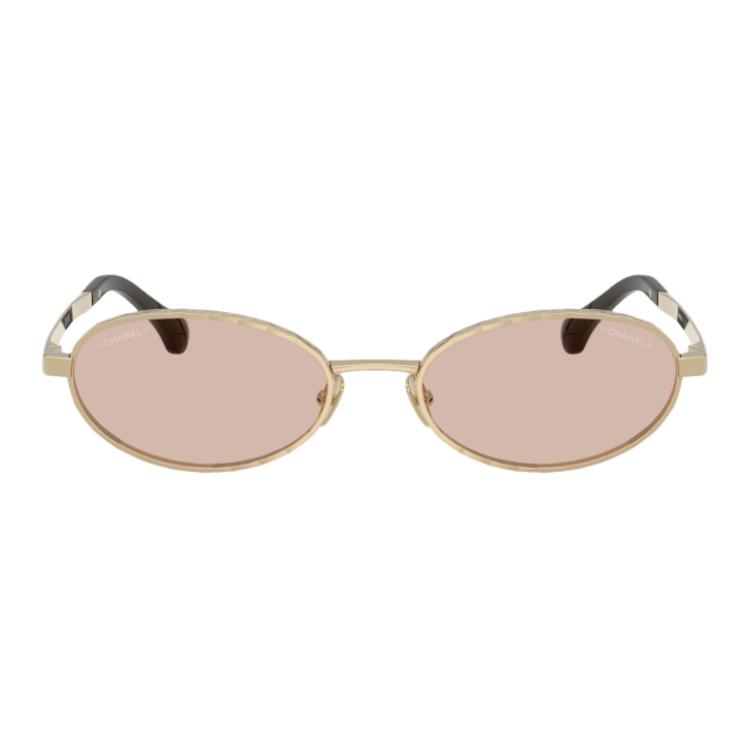 Chanel Custom Design Metal Oval Sunglasses Women sunglasses Light-Gold CH2227S-C310SW
