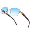 New Rimless Square Sunglasses Man Brand Designer Frameless Gradient Sun Glasses Woman Fashion Vintage Wooden Oculos De Sol