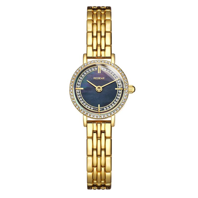 

Женские часы, модные маленькие часы с мини-циферблатом, бриллиантовый ободок, роскошные женские часы из натуральной кожи, золотые, золотые, кварцевые часы, женские часы