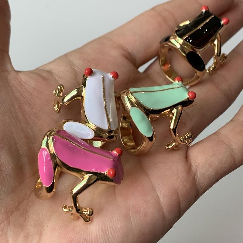 New Fashion Dripping Oil Frog Drip Oil Ring Geometric Jewelry Accessories Painting Ring Minority Design Korean Style Enamel Ring