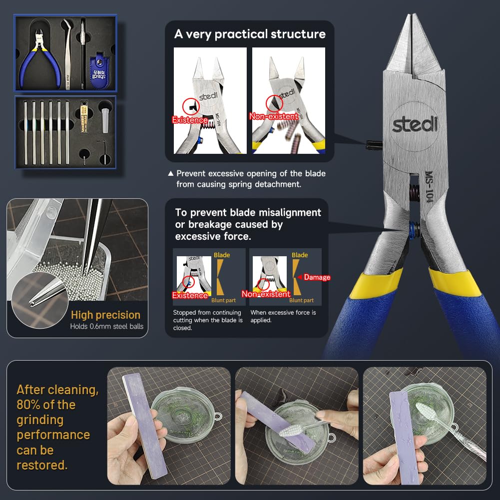 Stedi Plastikmodellbau Werkzeug Gravur Schleifen Bastelwerkzeuge für Anfänger Set Dünne Zange, Pinzette, Werkzeug, Stift,