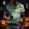 Men's Short Sleeve Halloween Print Shirt for Casual Wear and Halloween Parties